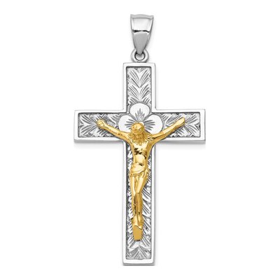 14K Two-Tone Gold Crucifix Pendant