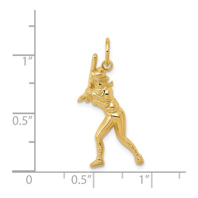 14K Yellow Gold Female Baseball Batter Charm – view 4