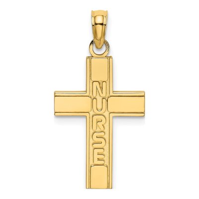 14K Yellow Gold Nurse Cross Pendant