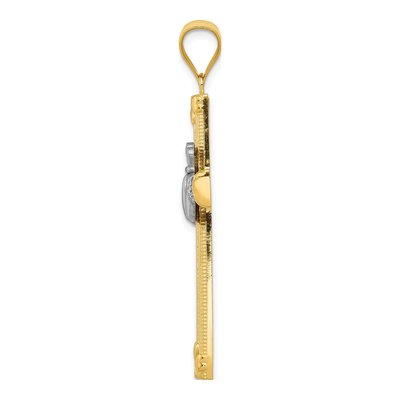 14K Two-Tone Gold Large Claddagh Cross Pendant – view 3