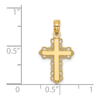 14K Yellow Gold Budded Cross Pendant – view 4