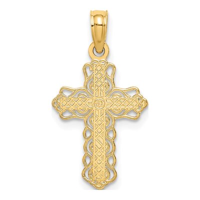 14K Yellow Gold Budded Cross Pendant – view 5