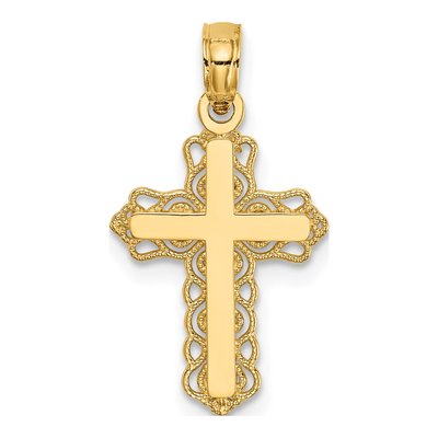 14K Yellow Gold Budded Cross Pendant