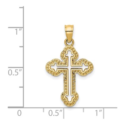 14K Yellow Gold Cut-Out Budded Cross Charm – view 4