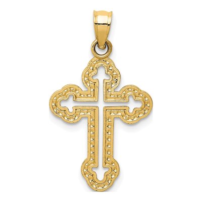14K Yellow Gold Cut-Out Budded Cross Charm – view 5