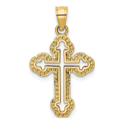14K Yellow Gold Cut-Out Budded Cross Charm