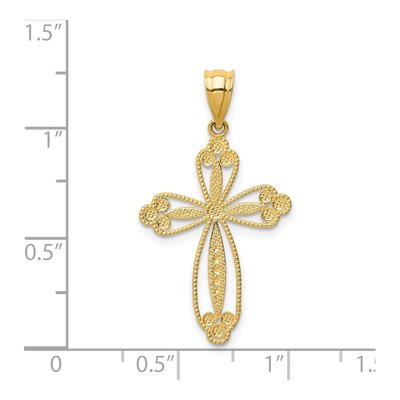 14K Yellow Gold Budded Cross Pendant – view 4