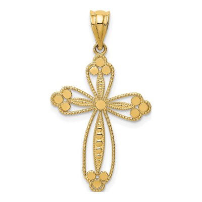 14K Yellow Gold Budded Cross Pendant – view 5