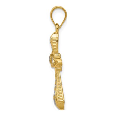 14K Yellow Gold Diamond-Cut Cross Pendant – view 3