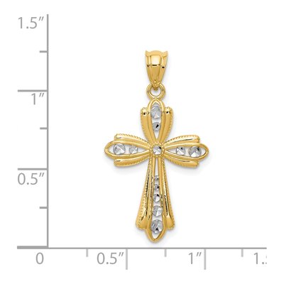 14K Yellow Gold Diamond-Cut Cross Pendant – view 4