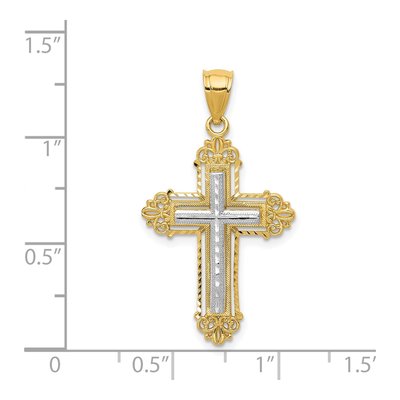 14K Two-Tone Gold Fleur de Lis Cross Pendant – view 4