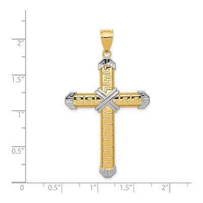 14K Yellow Gold Greek Key Cross Pendant – view 4