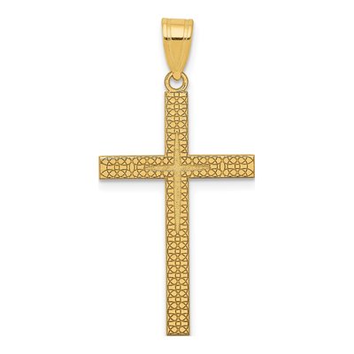 14K Yellow Gold Diamond-Cut Latin Cross Pendant