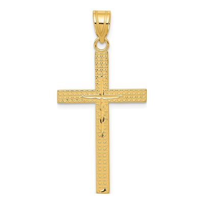 14K Yellow Gold Diamond-Cut Latin Cross Pendant