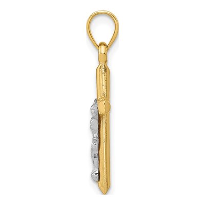 14K Two-Tone Gold Hollow Crucifix Charm – view 3