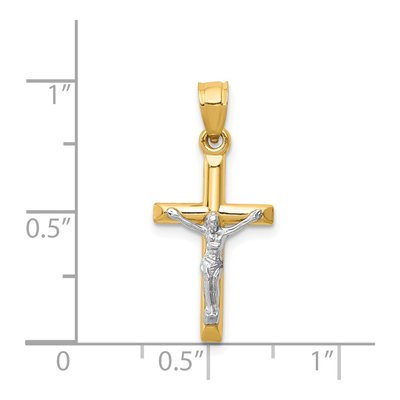 14K Two-Tone Gold Hollow Crucifix Charm – view 4