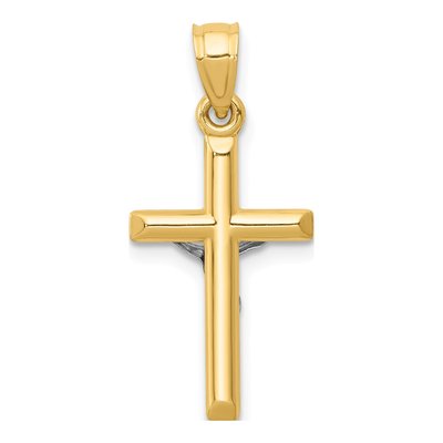 14K Two-Tone Gold Hollow Crucifix Charm – view 5