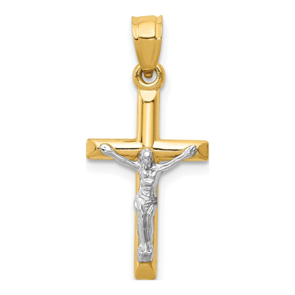 14K Two-Tone Gold Hollow Crucifix Charm