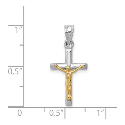 14K Two-Tone Gold Hollow Crucifix Pendant – view 4