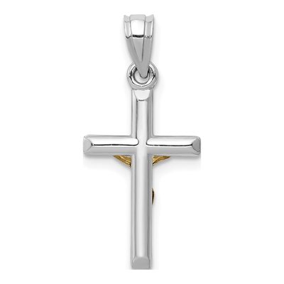 14K Two-Tone Gold Hollow Crucifix Pendant – view 5