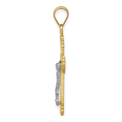 14K Two-Tone Gold Diamond-Cut Crucifix Pendant – view 3
