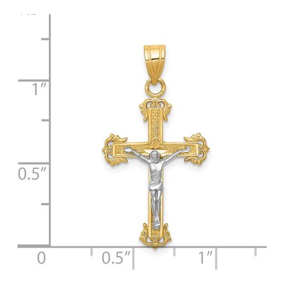 14K Two-Tone Gold Diamond-Cut Crucifix Pendant – view 4