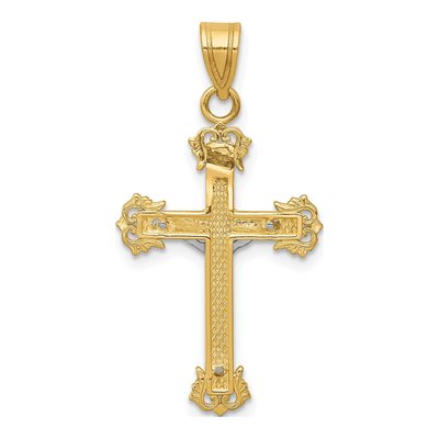 14K Two-Tone Gold Diamond-Cut Crucifix Pendant – view 5