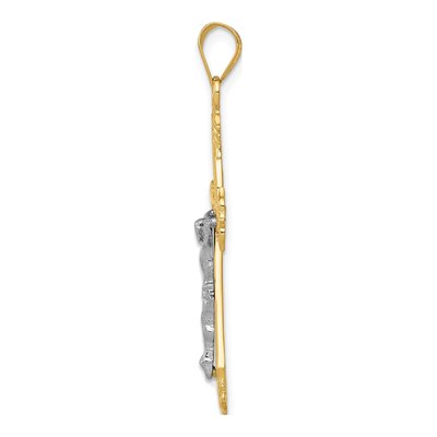 14K Two-Tone Gold Diamond-Cut Crucifix Pendant – view 3