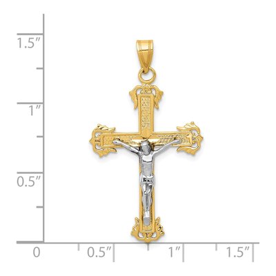 14K Two-Tone Gold Diamond-Cut Crucifix Pendant – view 4