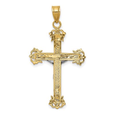 14K Two-Tone Gold Diamond-Cut Crucifix Pendant – view 5