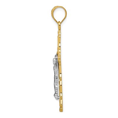 14K Tri-Color Gold Filigree Crucifix Pendant – view 3