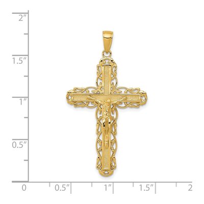 14K Yellow Gold Filigree Crucifix Pendant – view 4