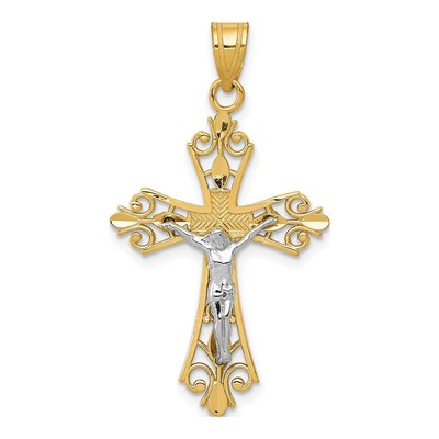 14K Two-Tone Gold Crucifix Pendant
