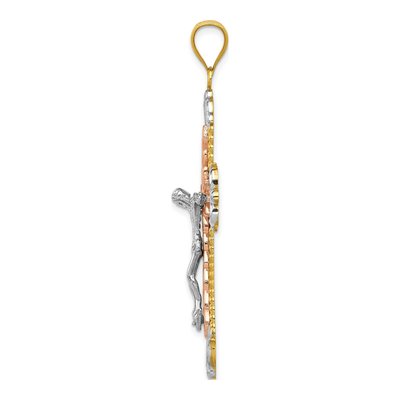 14K Tri-Color Gold Diamond-Cut Large Crucifix Pendant – view 3