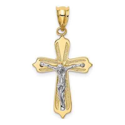 14K Two-Tone Gold Crucifix Pendant