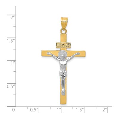 14K Two-Tone Gold INRI Crucifix Pendant – view 4