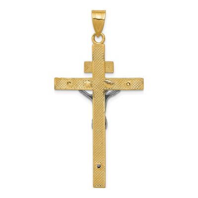 14K Two-Tone Gold INRI Crucifix Pendant – view 5