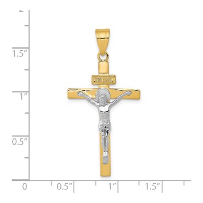 14K Two-Tone Gold INRI Crucifix Pendant – view 4