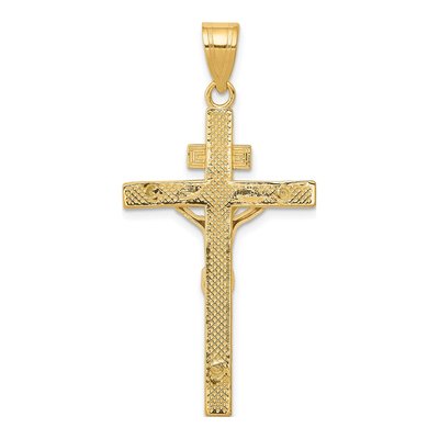 14K Two-Tone Gold INRI Crucifix Pendant – view 5