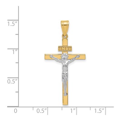 14K Two-Tone Gold INRI Crucifix Pendant – view 4
