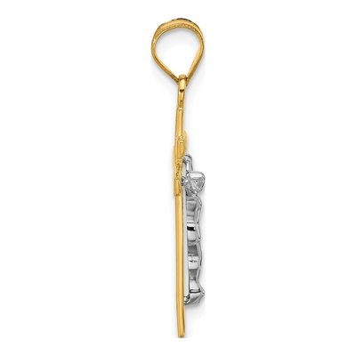 14K Two-Tone Gold INRI Crucifix Pendant – view 3
