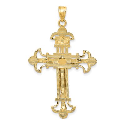 14K Two-Tone Gold INRI Fleur de Lis Crucifix Pendant – view 5