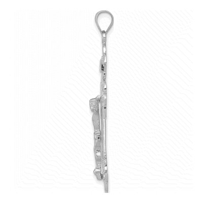 14K White Gold INRI Fleur de Lis Crucifix Pendant – view 3