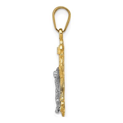 14K Two-Tone Gold INRI Fleur de Lis Crucifix Charm – view 3