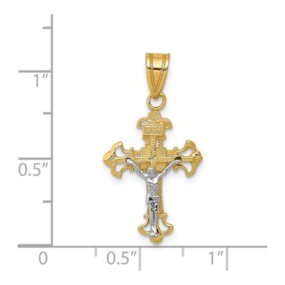 14K Two-Tone Gold INRI Fleur de Lis Crucifix Charm – view 4