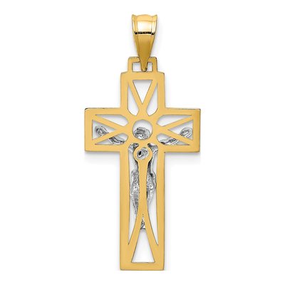 14K Two-Tone Gold Crucifix Pendant – view 5