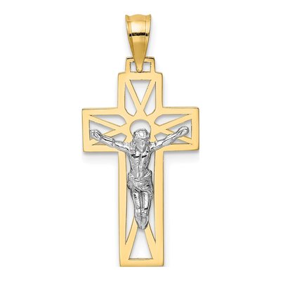 14K Two-Tone Gold Crucifix Pendant