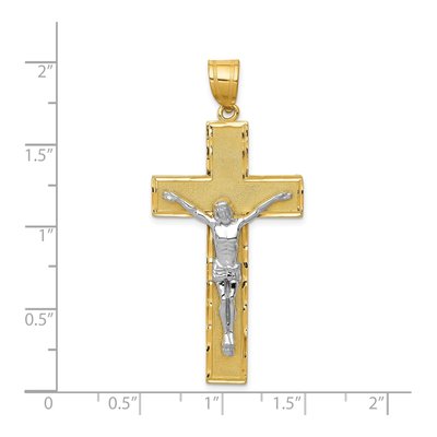14K Two-Tone Gold Diamond-Cut Crucifix Pendant – view 4