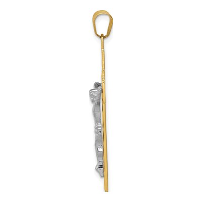 14K Two-Tone Gold Diamond-Cut Crucifix Pendant – view 3