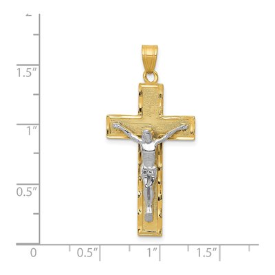14K Two-Tone Gold Diamond-Cut Crucifix Pendant – view 4